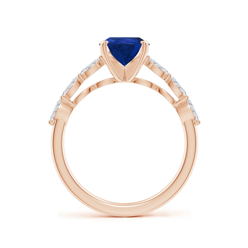 9x7mm AAA Pear Blue Sapphire Engagement Ring with Marquise Diamonds in Rose Gold side 199
