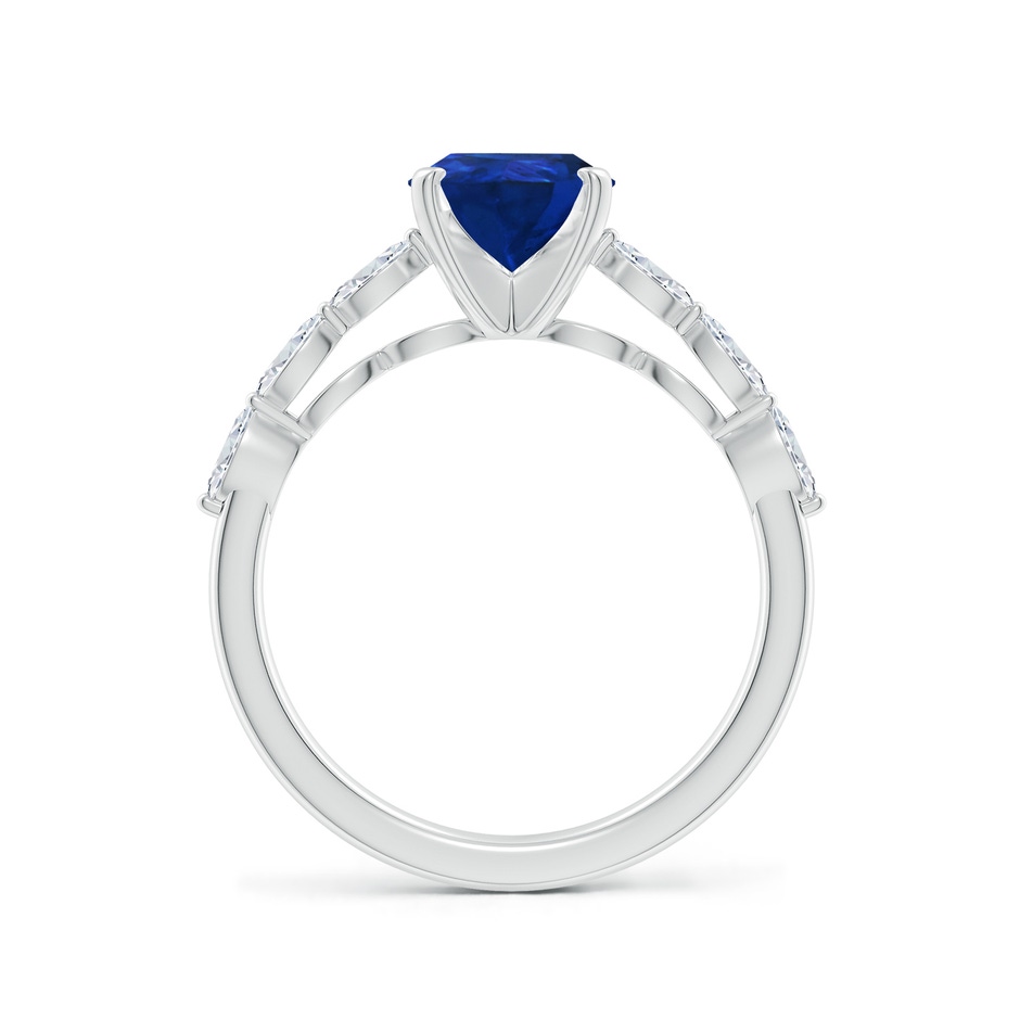 9x7mm AAA Pear Blue Sapphire Engagement Ring with Marquise Diamonds in White Gold side 199