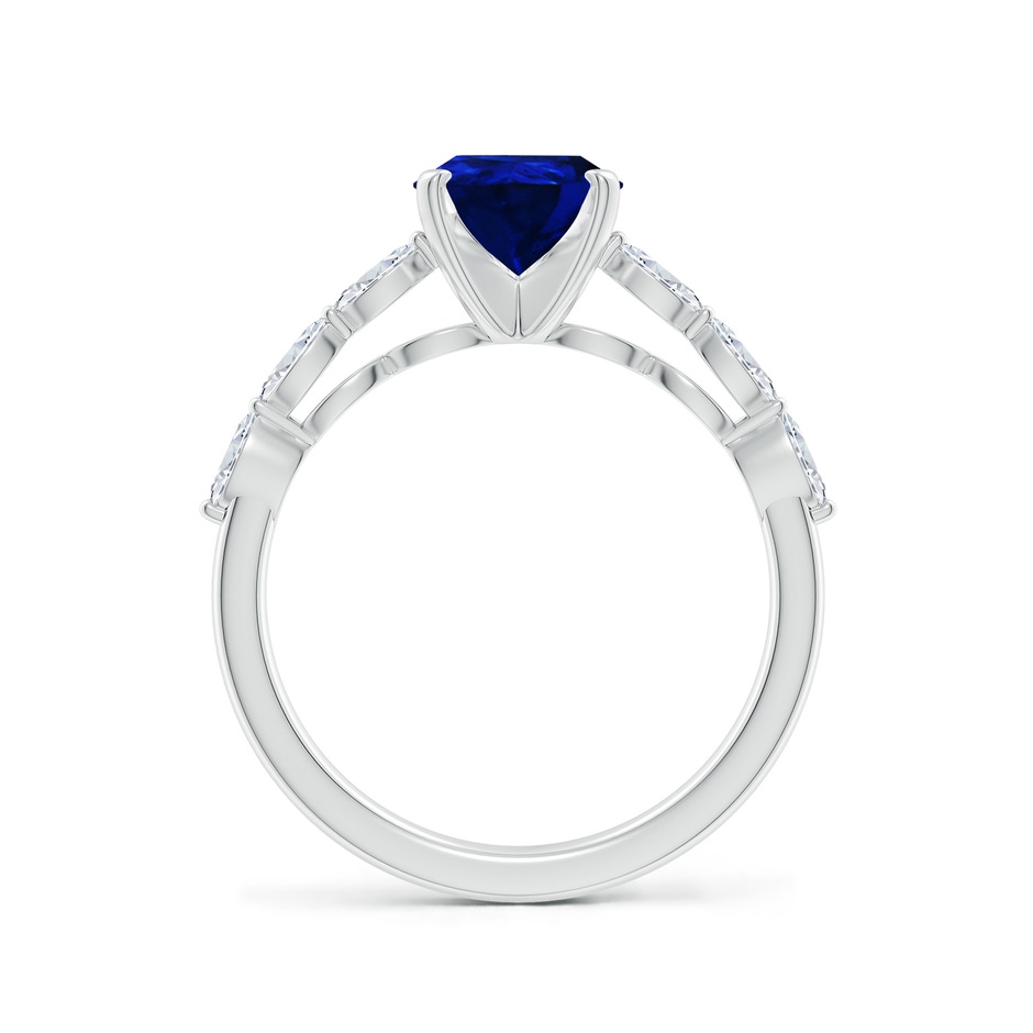 9x7mm AAAA Pear Blue Sapphire Engagement Ring with Marquise Diamonds in P950 Platinum side 199