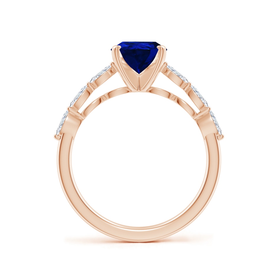 9x7mm AAAA Pear Blue Sapphire Engagement Ring with Marquise Diamonds in Rose Gold side 199