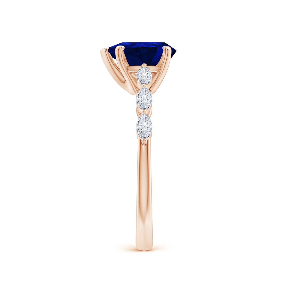 9x7mm AAAA Pear Blue Sapphire Engagement Ring with Marquise Diamonds in Rose Gold side 299