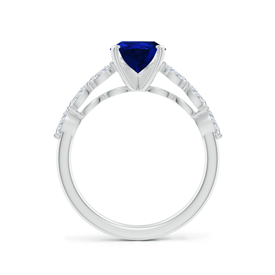 9x7mm Lab-Grown Pear Blue Sapphire Engagement Ring with Marquise Diamonds in White Gold side 199