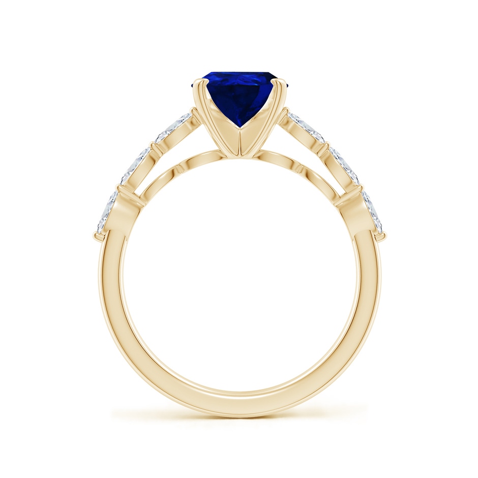9x7mm AAAA Pear Blue Sapphire Engagement Ring with Marquise Diamonds in Yellow Gold side 199