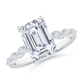 10x7mm GVS2 Emerald-Cut Diamond Engagement Ring with Marquise Accents in P950 Platinum