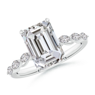 10x7mm IJI1I2 Emerald-Cut Diamond Engagement Ring with Marquise Accents in P950 Platinum