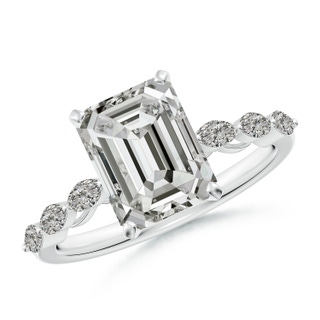 8.5x6.5mm KI3 Emerald-Cut Diamond Engagement Ring with Marquise Accents in P950 Platinum