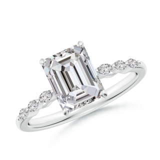 8x6mm IJI1I2 Emerald-Cut Diamond Engagement Ring with Marquise Accents in P950 Platinum