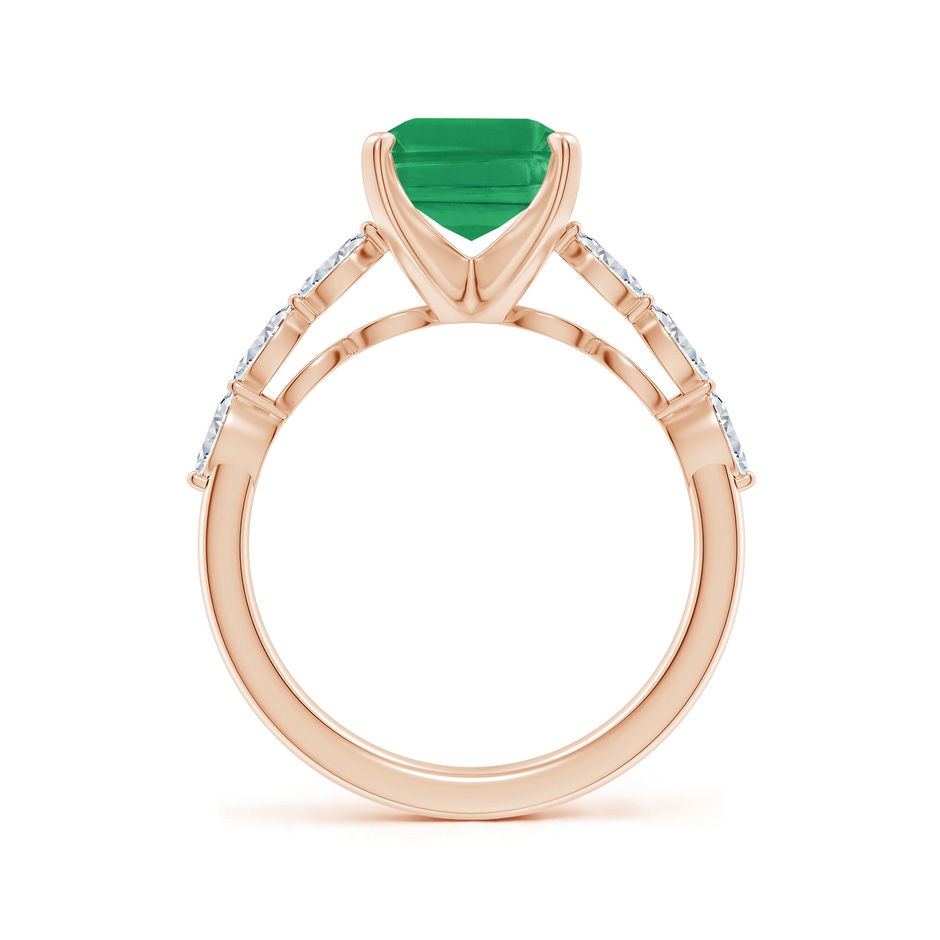 10x8mm A Emerald-Cut Emerald Engagement Ring with Marquise Diamonds in Rose Gold side 199