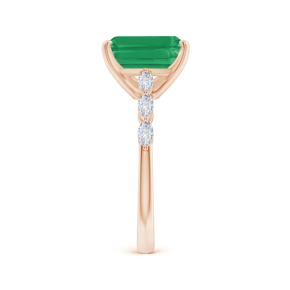 10x8mm A Emerald-Cut Emerald Engagement Ring with Marquise Diamonds in Rose Gold side 299