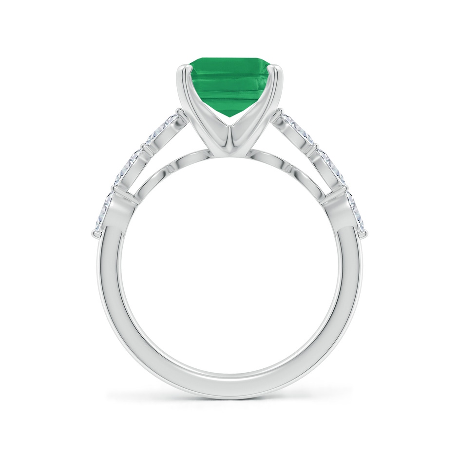 10x8mm A Emerald-Cut Emerald Engagement Ring with Marquise Diamonds in White Gold side 199
