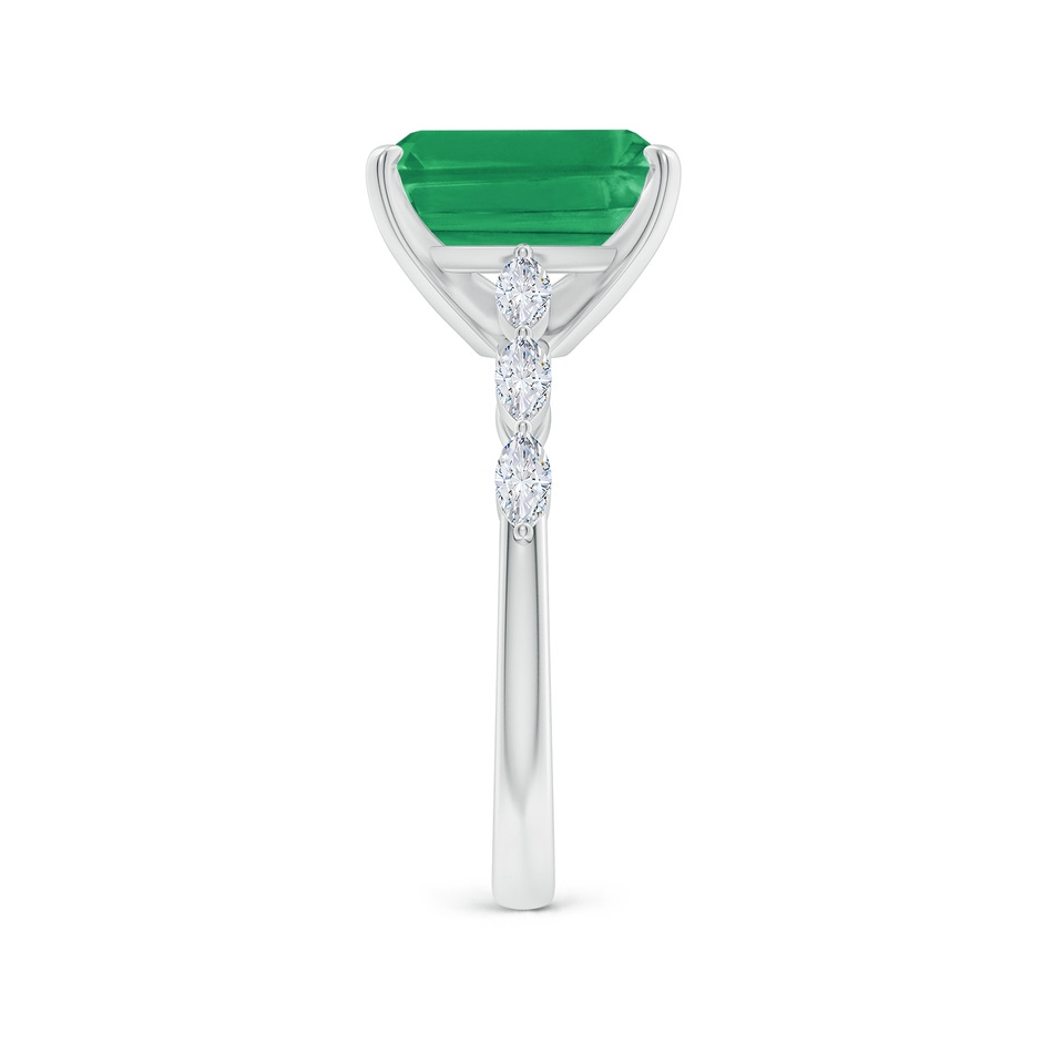 10x8mm A Emerald-Cut Emerald Engagement Ring with Marquise Diamonds in White Gold side 299