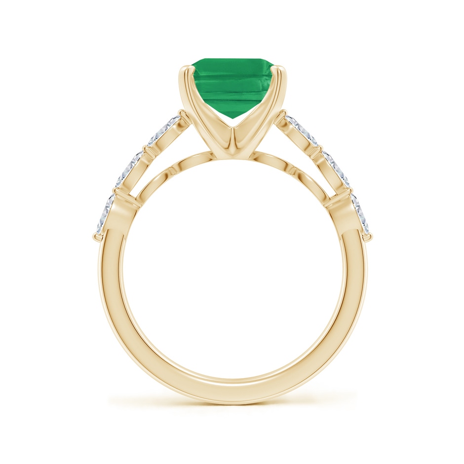 10x8mm A Emerald-Cut Emerald Engagement Ring with Marquise Diamonds in Yellow Gold side 199