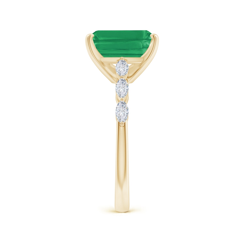10x8mm A Emerald-Cut Emerald Engagement Ring with Marquise Diamonds in Yellow Gold side 299