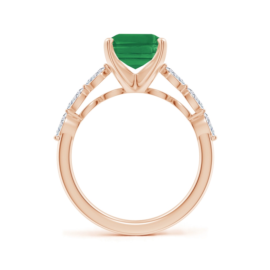10x8mm AA Emerald-Cut Emerald Engagement Ring with Marquise Diamonds in Rose Gold side 199