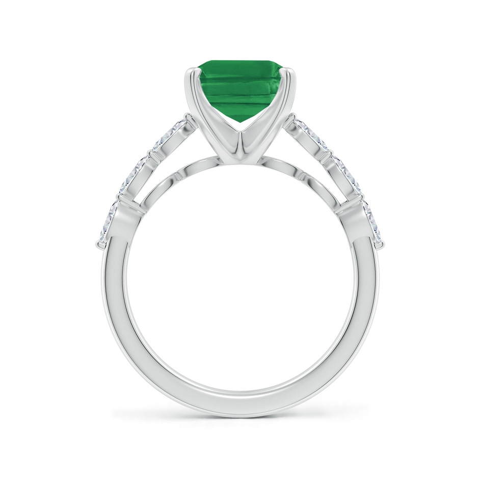10x8mm AA Emerald-Cut Emerald Engagement Ring with Marquise Diamonds in White Gold side 199