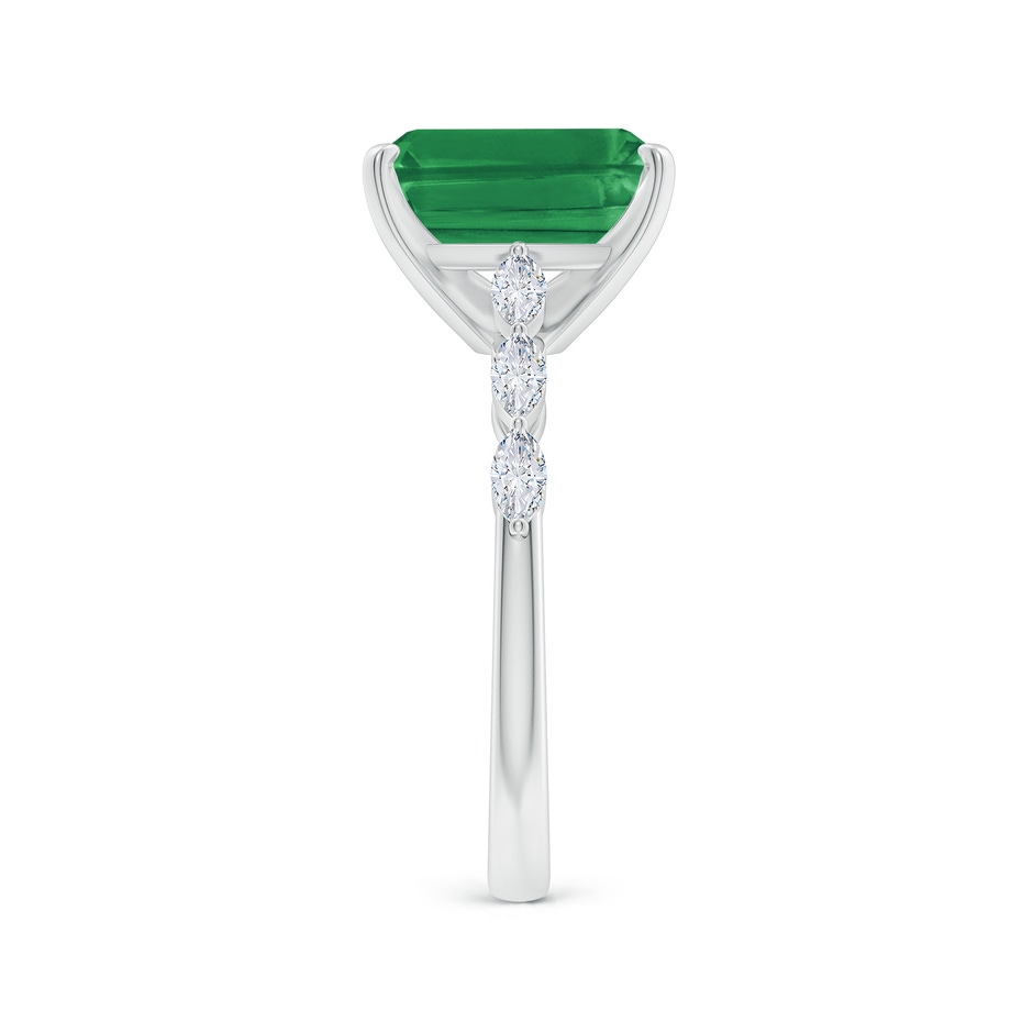 10x8mm AA Emerald-Cut Emerald Engagement Ring with Marquise Diamonds in White Gold side 299