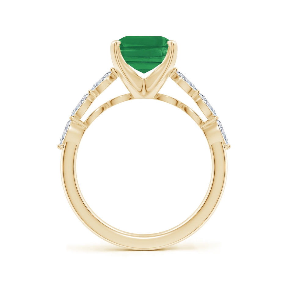 10x8mm AA Emerald-Cut Emerald Engagement Ring with Marquise Diamonds in Yellow Gold side 199