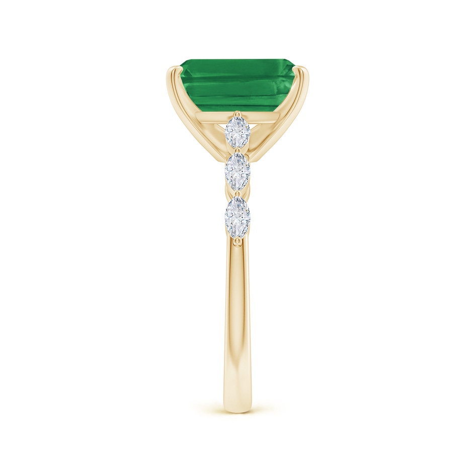 10x8mm AA Emerald-Cut Emerald Engagement Ring with Marquise Diamonds in Yellow Gold side 299