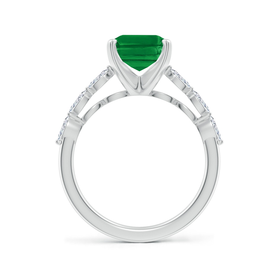 10x8mm AAA Emerald-Cut Emerald Engagement Ring with Marquise Diamonds in White Gold side 199