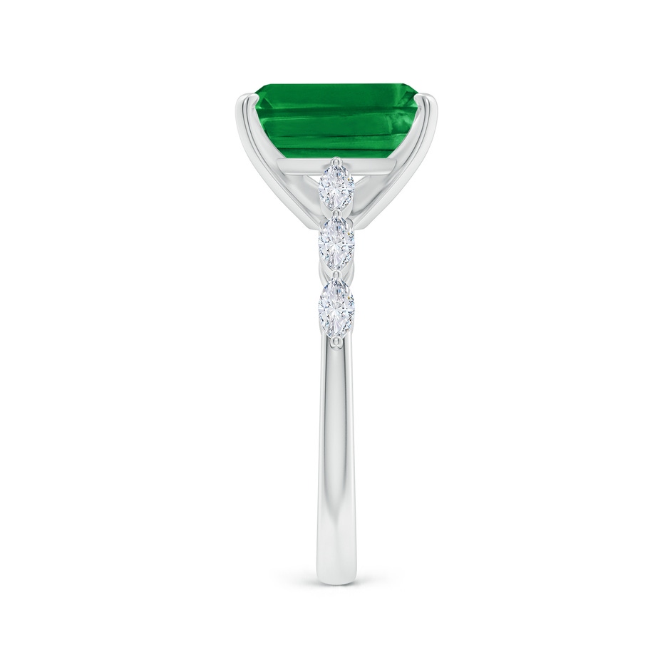 10x8mm AAA Emerald-Cut Emerald Engagement Ring with Marquise Diamonds in White Gold side 299