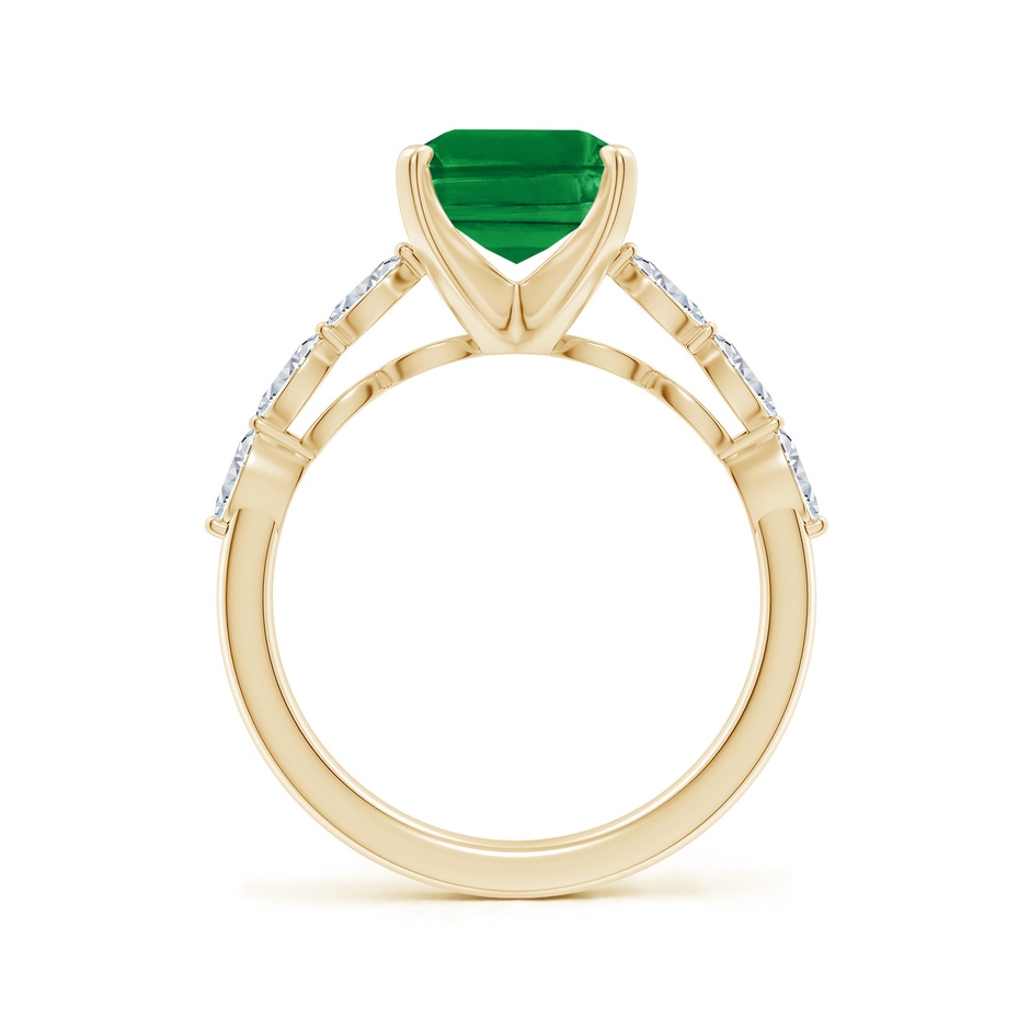 10x8mm AAA Emerald-Cut Emerald Engagement Ring with Marquise Diamonds in Yellow Gold side 199