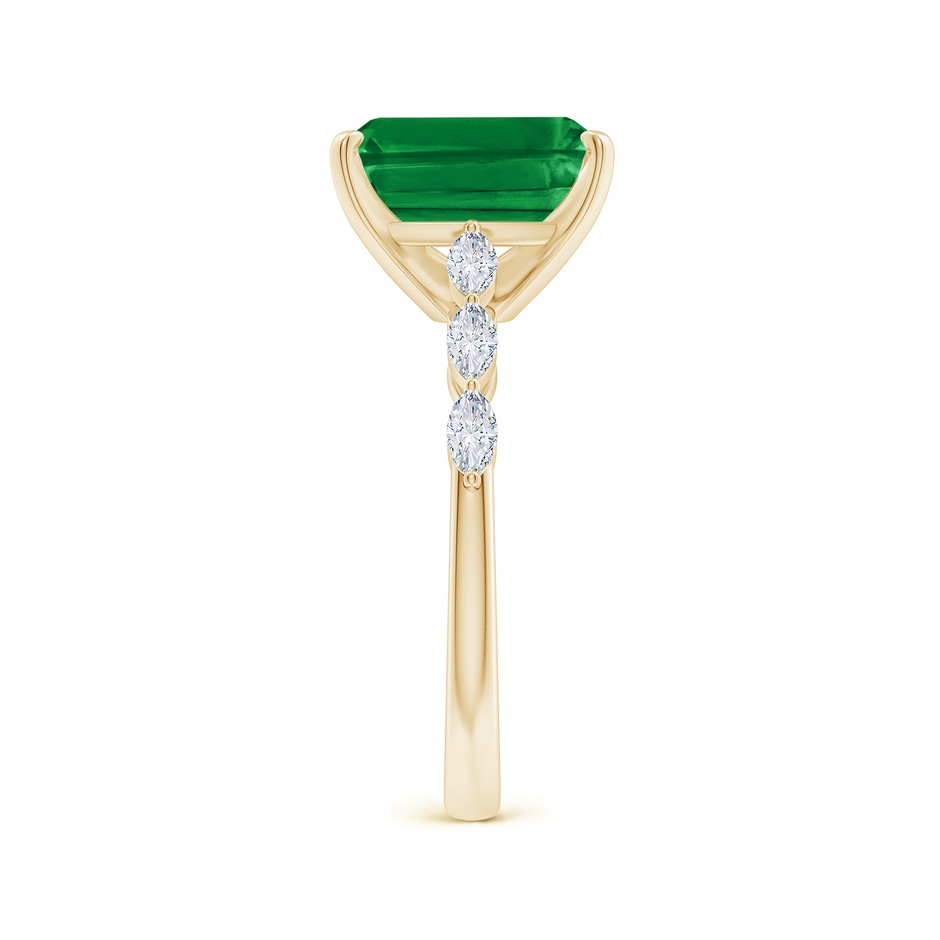 10x8mm AAA Emerald-Cut Emerald Engagement Ring with Marquise Diamonds in Yellow Gold side 299