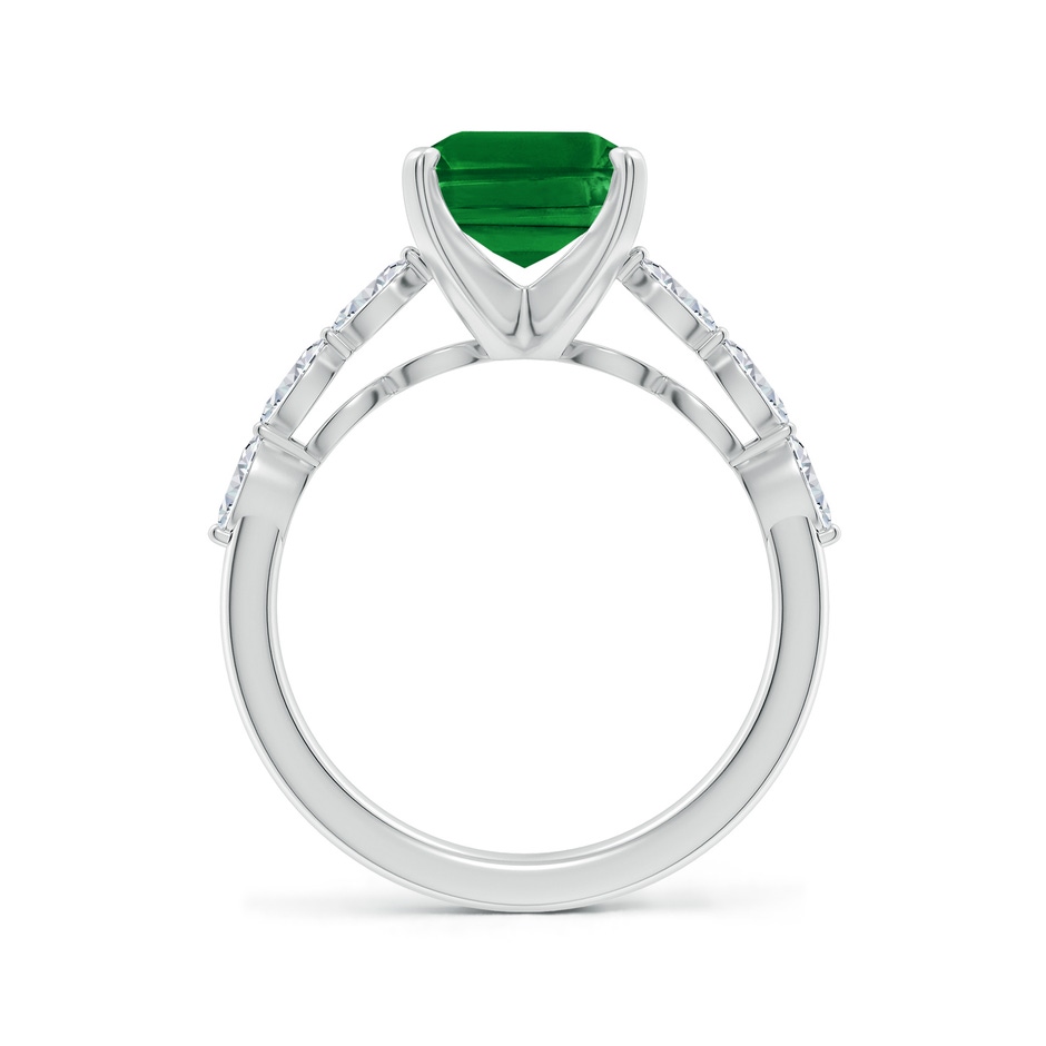 10x8mm AAAA Emerald-Cut Emerald Engagement Ring with Marquise Diamonds in P950 Platinum side 199