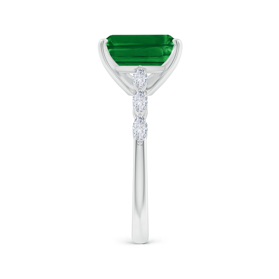 10x8mm AAAA Emerald-Cut Emerald Engagement Ring with Marquise Diamonds in P950 Platinum side 299