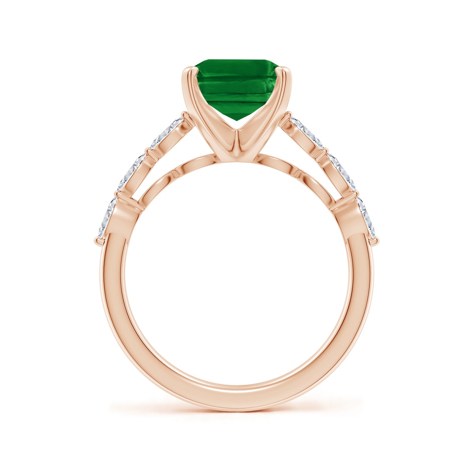 10x8mm AAAA Emerald-Cut Emerald Engagement Ring with Marquise Diamonds in Rose Gold side 199