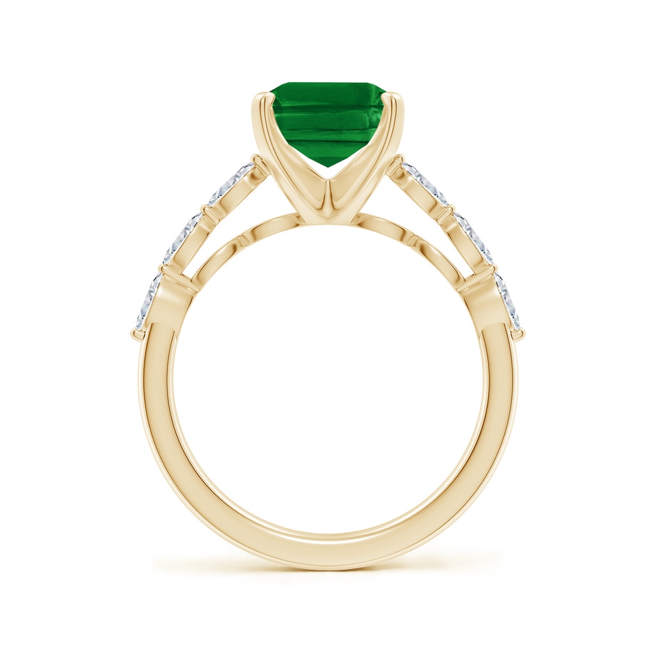 10x8mm AAAA Emerald-Cut Emerald Engagement Ring with Marquise Diamonds in Yellow Gold side 199