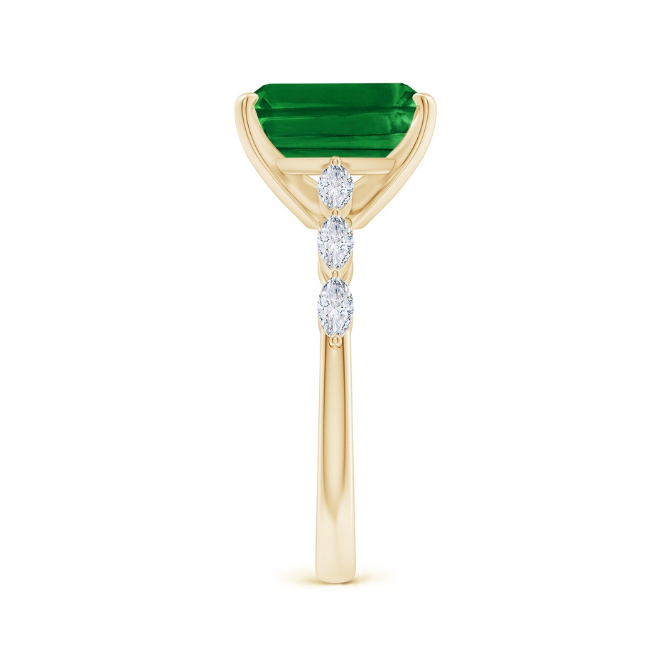 10x8mm AAAA Emerald-Cut Emerald Engagement Ring with Marquise Diamonds in Yellow Gold side 299