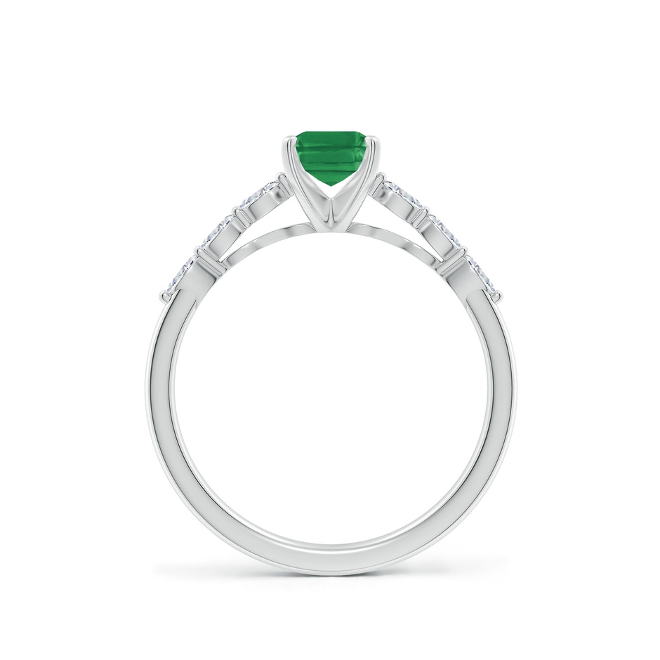 7x5mm AA Emerald-Cut Emerald Engagement Ring with Marquise Diamonds in P950 Platinum side 199
