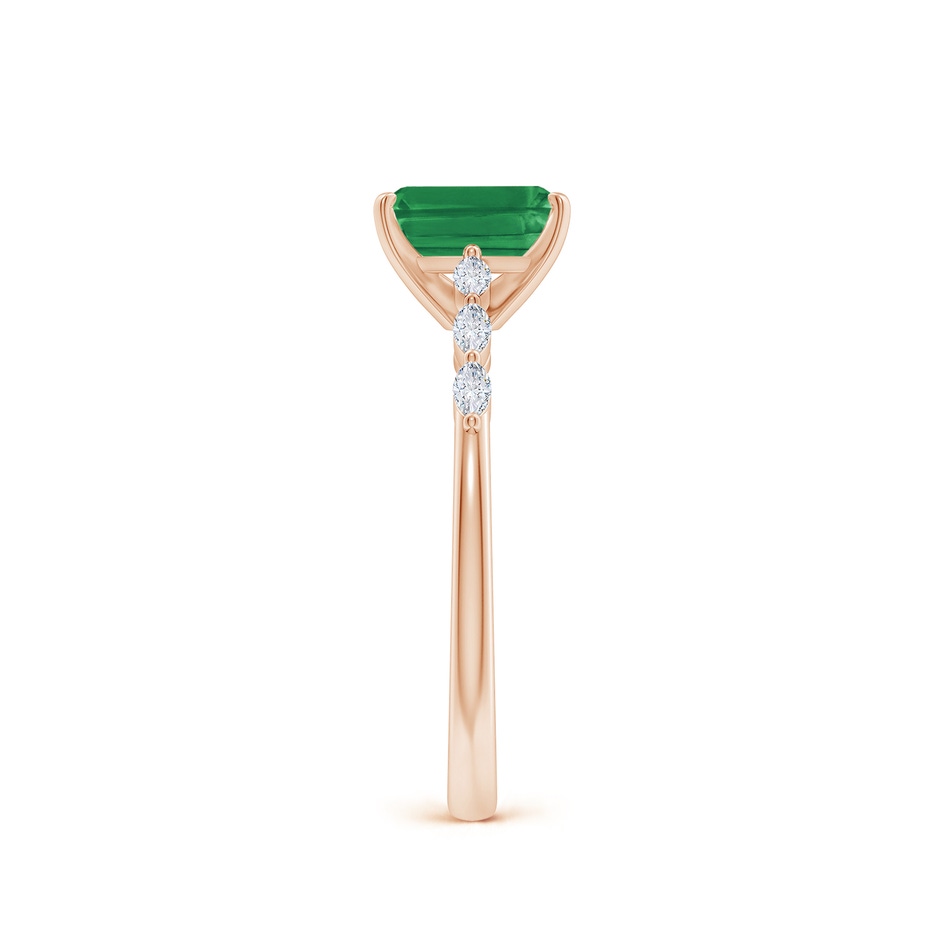 7x5mm AA Emerald-Cut Emerald Engagement Ring with Marquise Diamonds in Rose Gold side 299