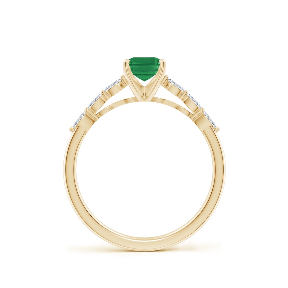 7x5mm AA Emerald-Cut Emerald Engagement Ring with Marquise Diamonds in Yellow Gold side 199