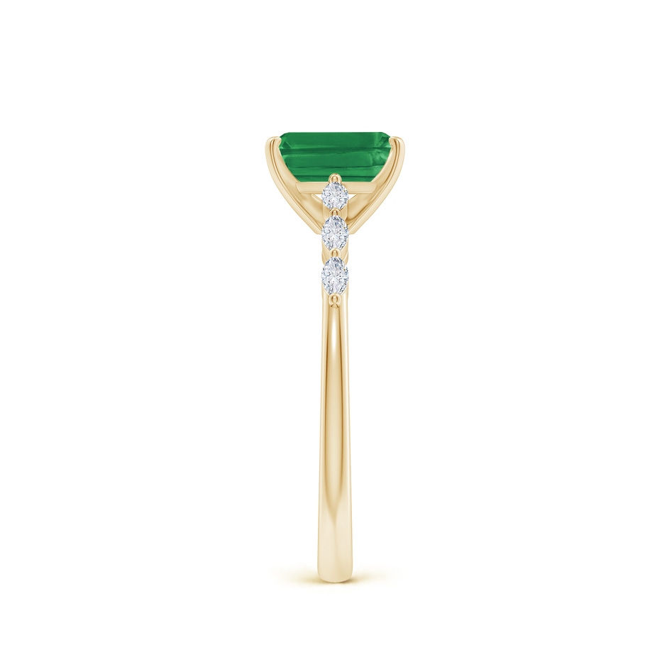 7x5mm AA Emerald-Cut Emerald Engagement Ring with Marquise Diamonds in Yellow Gold side 299