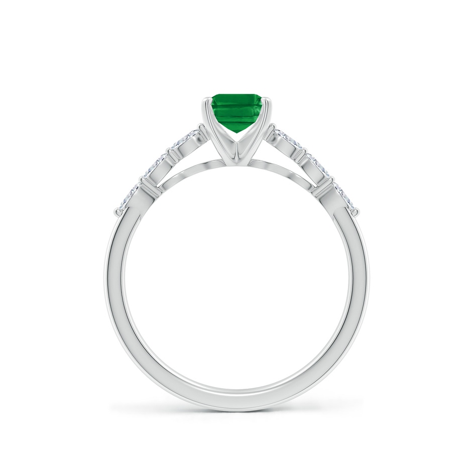 7x5mm AAA Emerald-Cut Emerald Engagement Ring with Marquise Diamonds in White Gold side 199