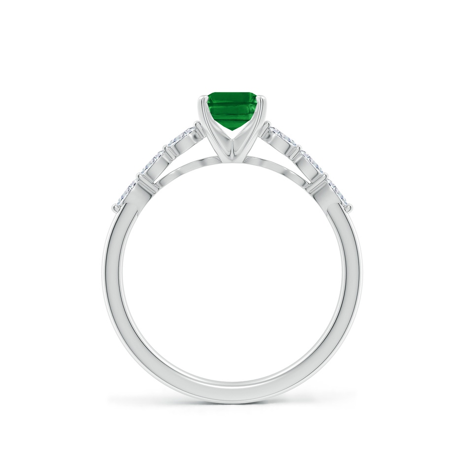 7x5mm AAAA Emerald-Cut Emerald Engagement Ring with Marquise Diamonds in P950 Platinum side 199