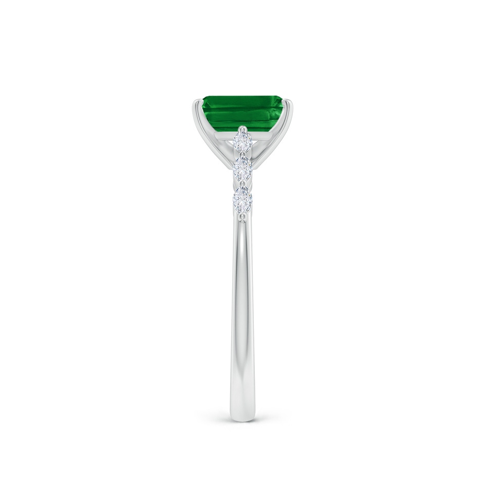 7x5mm AAAA Emerald-Cut Emerald Engagement Ring with Marquise Diamonds in P950 Platinum side 299