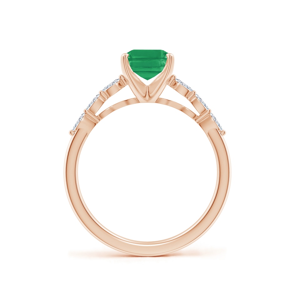 8x6mm A Emerald-Cut Emerald Engagement Ring with Marquise Diamonds in Rose Gold side 199