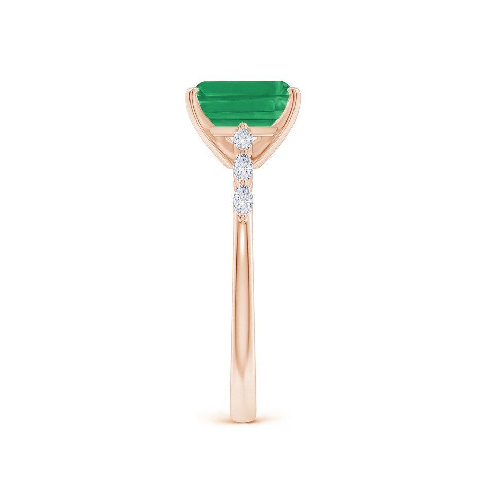 8x6mm A Emerald-Cut Emerald Engagement Ring with Marquise Diamonds in Rose Gold side 299