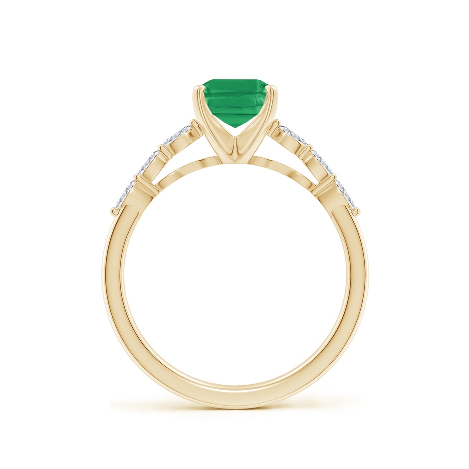 8x6mm A Emerald-Cut Emerald Engagement Ring with Marquise Diamonds in Yellow Gold side 199