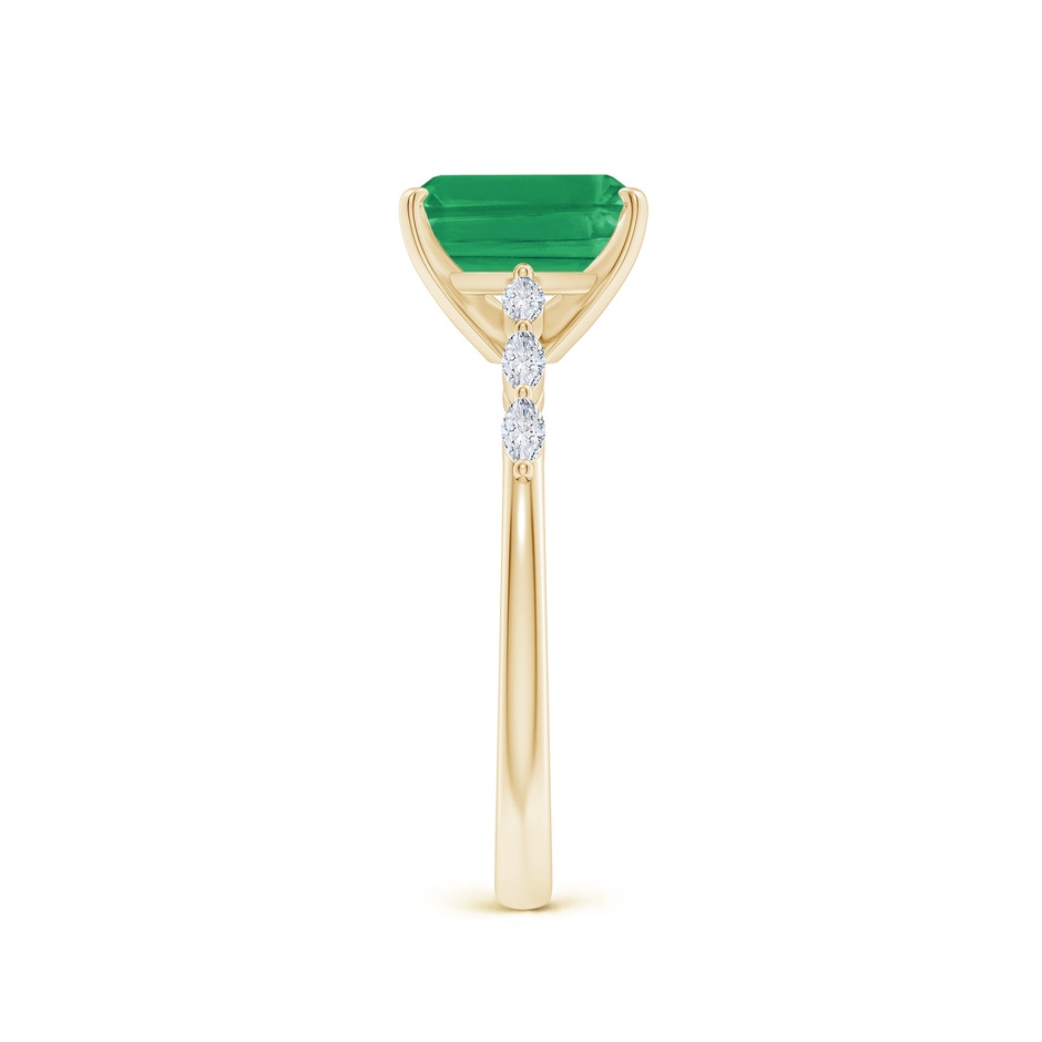 8x6mm A Emerald-Cut Emerald Engagement Ring with Marquise Diamonds in Yellow Gold side 299