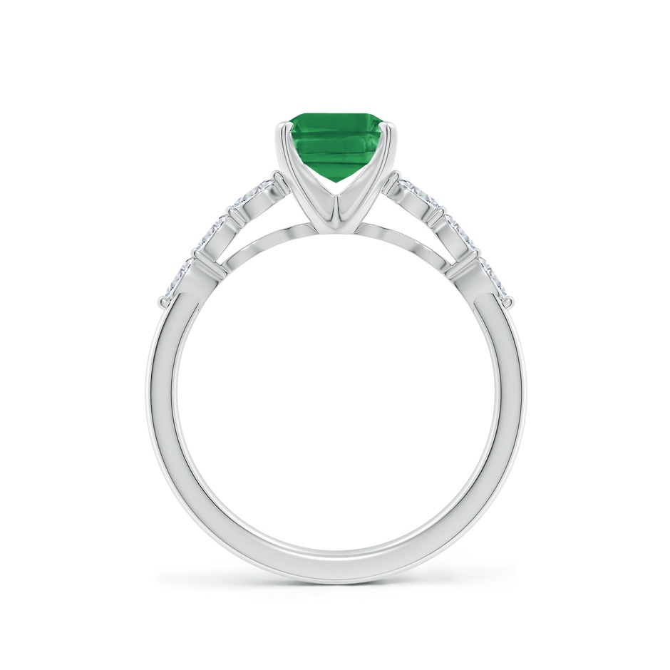 8x6mm AA Emerald-Cut Emerald Engagement Ring with Marquise Diamonds in White Gold side 199