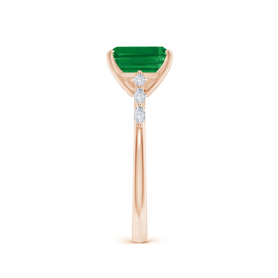 8x6mm AAA Emerald-Cut Emerald Engagement Ring with Marquise Diamonds in Rose Gold side 299