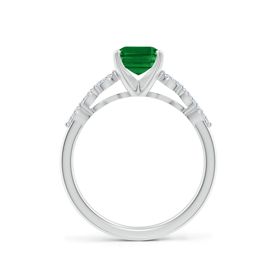8x6mm AAAA Emerald-Cut Emerald Engagement Ring with Marquise Diamonds in P950 Platinum side 199
