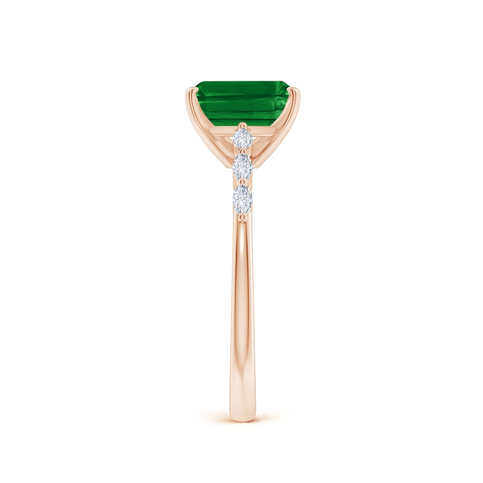8x6mm AAAA Emerald-Cut Emerald Engagement Ring with Marquise Diamonds in Rose Gold side 299