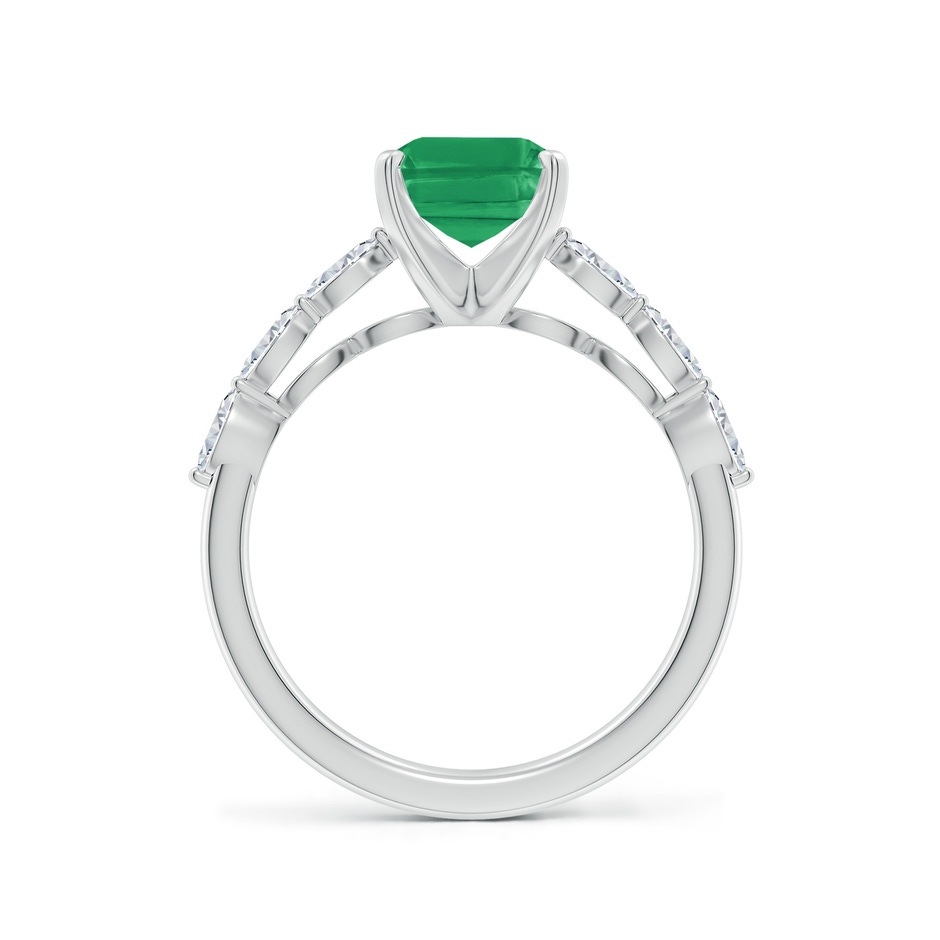9x7mm A Emerald-Cut Emerald Engagement Ring with Marquise Diamonds in P950 Platinum side 199