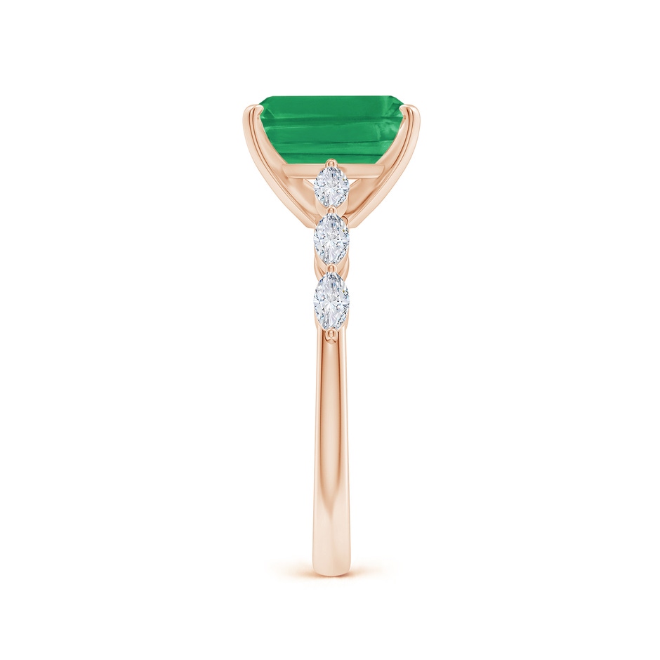 9x7mm A Emerald-Cut Emerald Engagement Ring with Marquise Diamonds in Rose Gold side 299