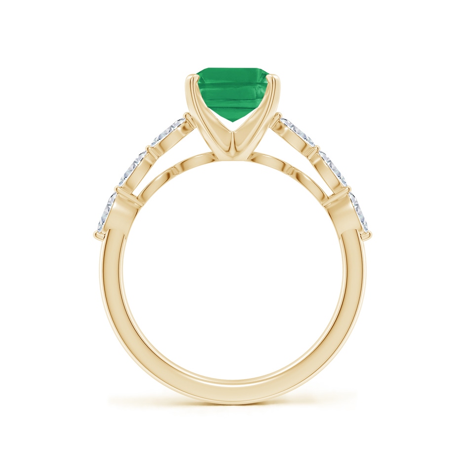 9x7mm A Emerald-Cut Emerald Engagement Ring with Marquise Diamonds in Yellow Gold side 199
