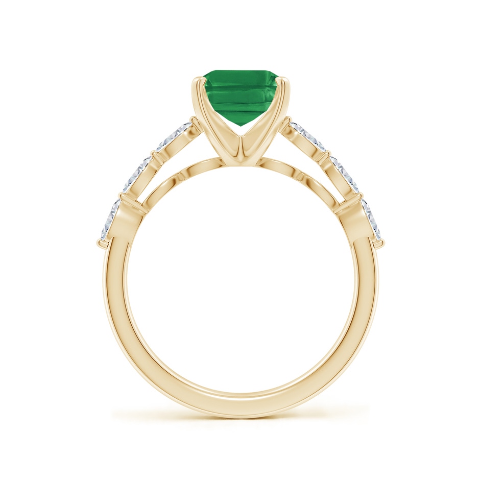 9x7mm AA Emerald-Cut Emerald Engagement Ring with Marquise Diamonds in Yellow Gold side 199